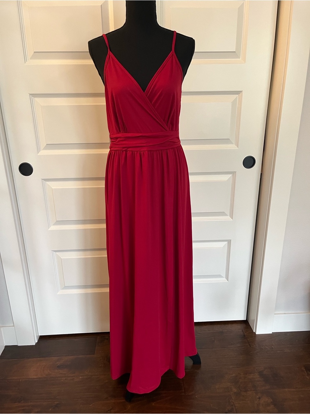 Red Maxi Dress with Surplice Bodice